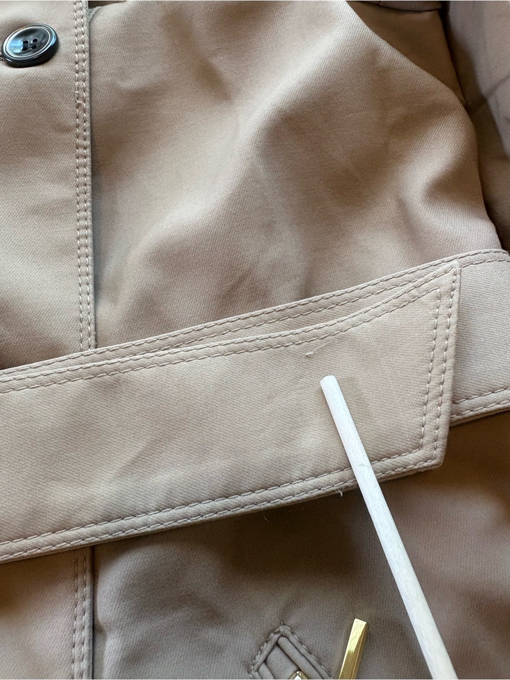 The Limited NWT | Tan Belted Short Trench Coat Rain Jacket Size L Classic Style - Picture 5 of 11